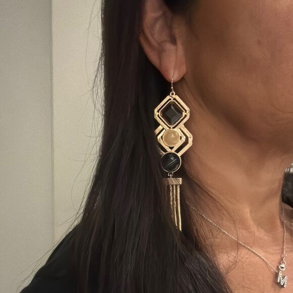 MIA Gold, Brown & Black Dangle Earrings - Picture 7 of 7